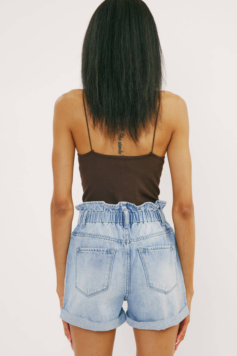 High Rise Paper Bag Shorts