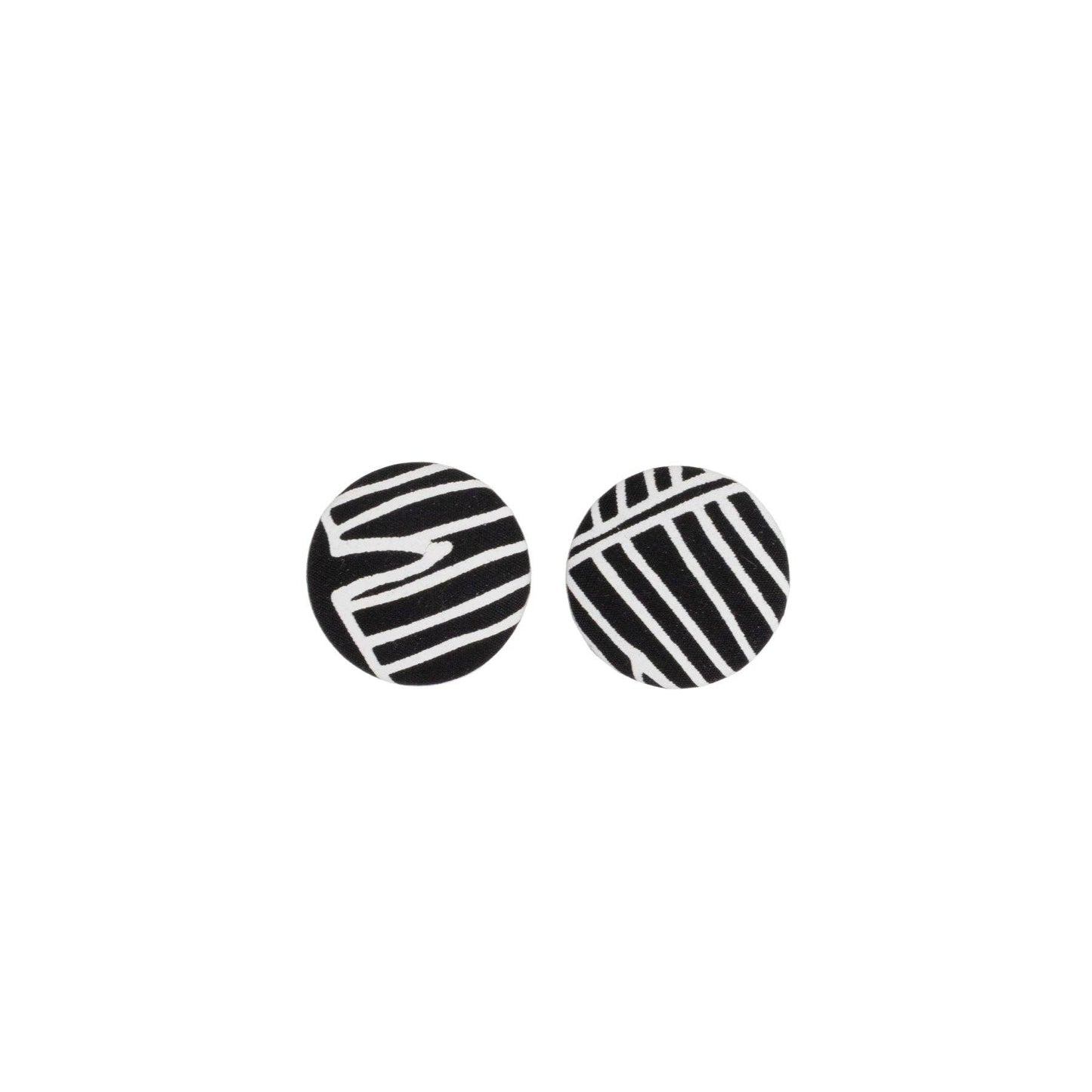 Roundie Earrings • Banana Leaf • White on Black Fabric