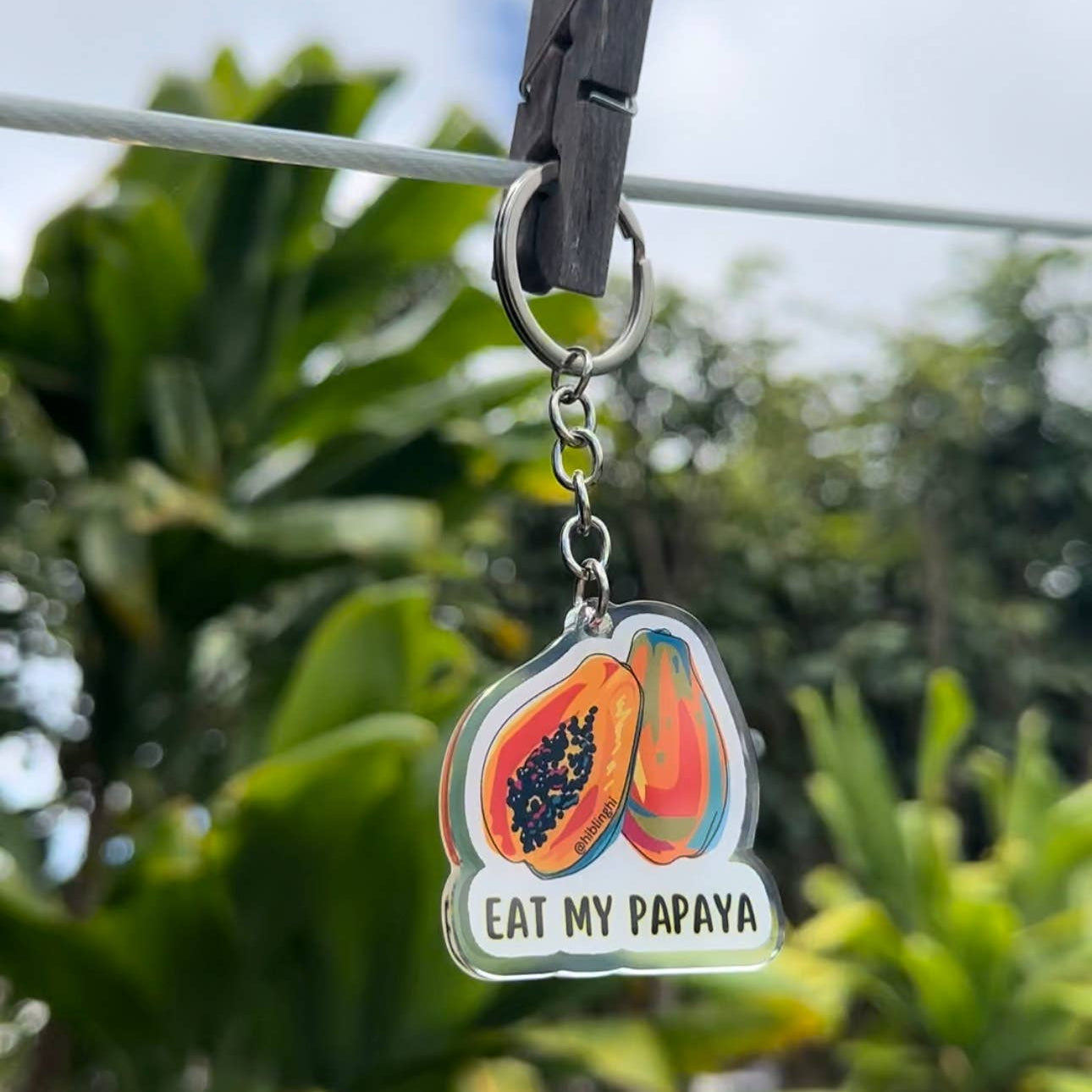 Eat My Papaya acrylic keychain
