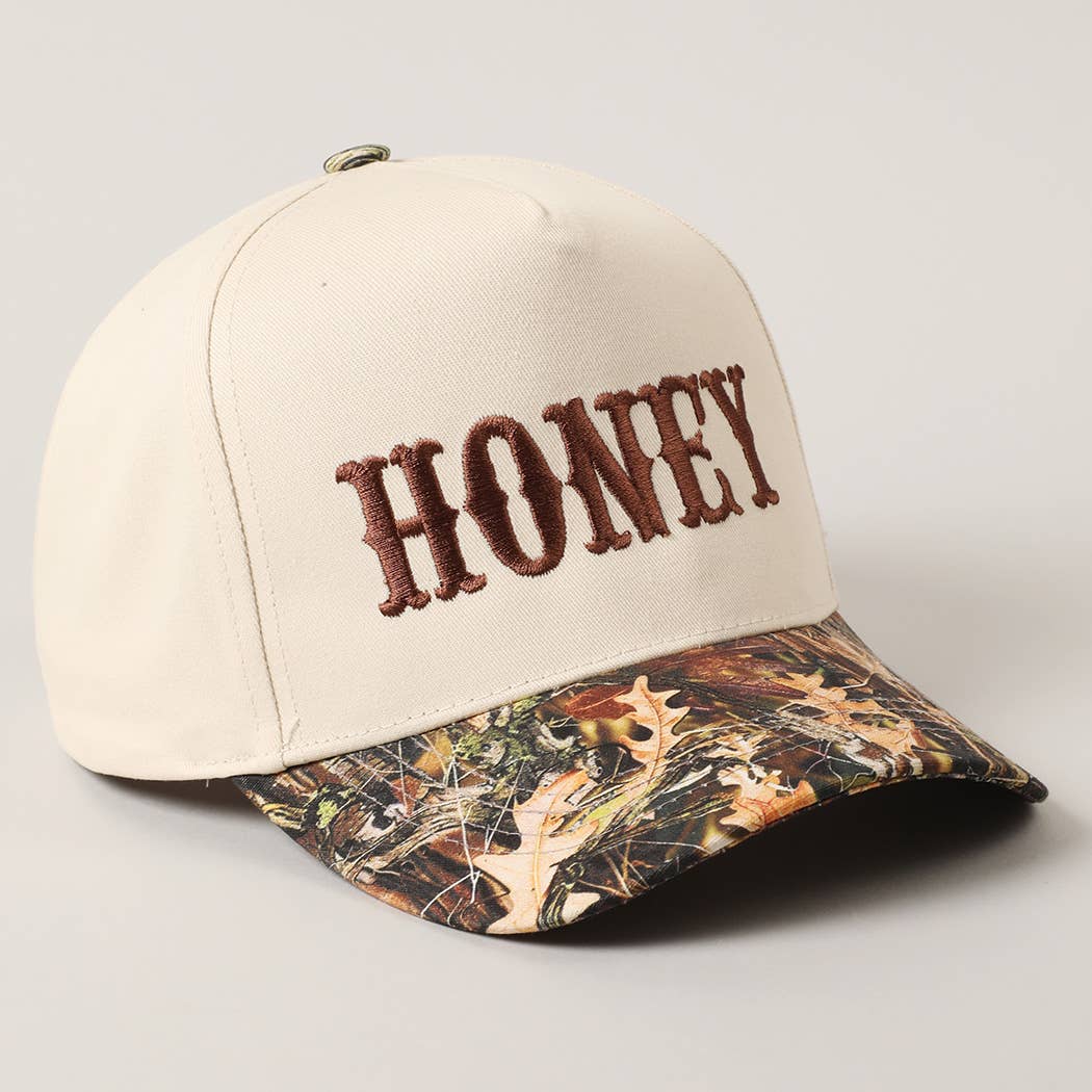 HONEY Lettering Embroidery Camo Two-Tone Cap