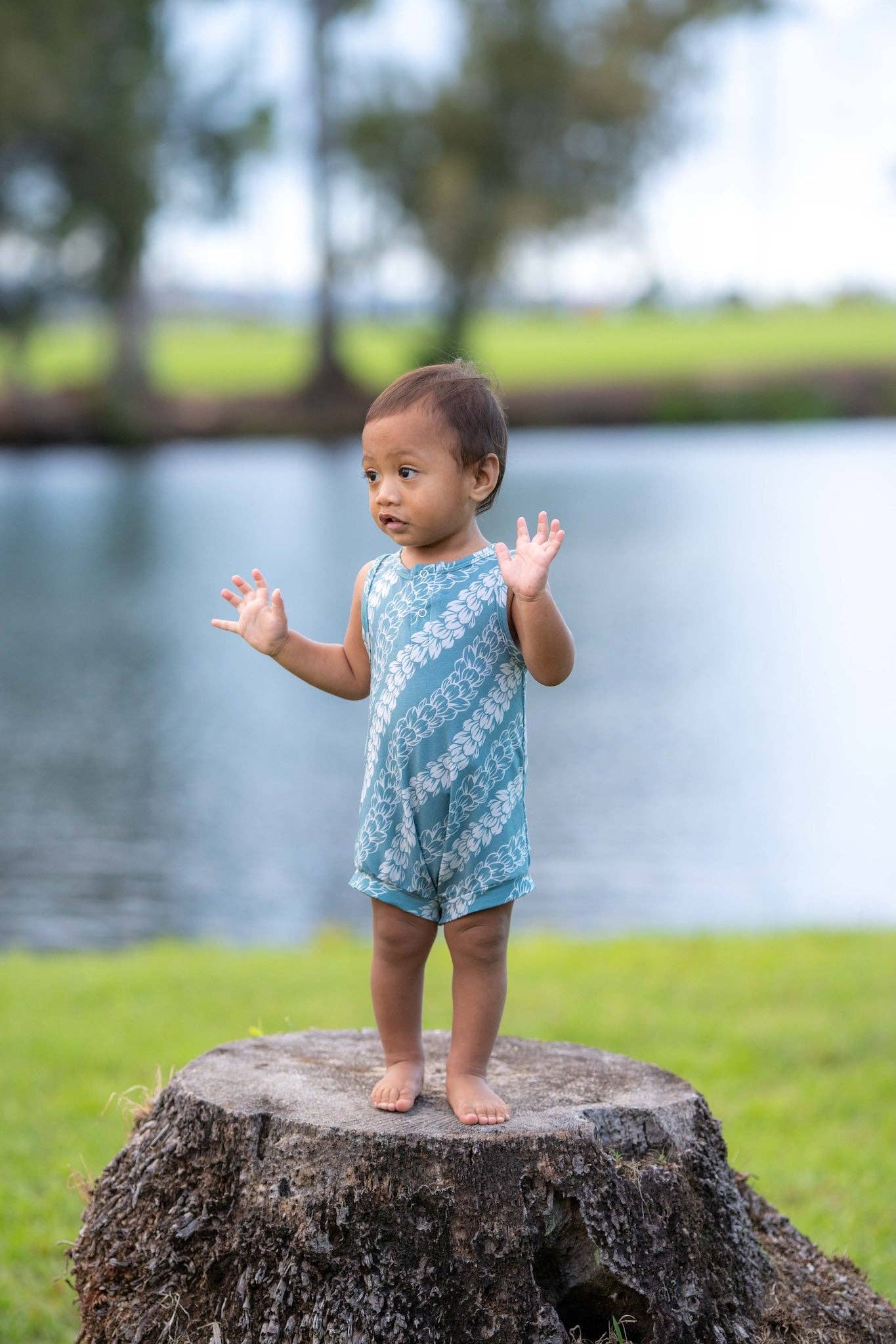 Blue Pakalana Strands Tank Bamboo Tank Romper