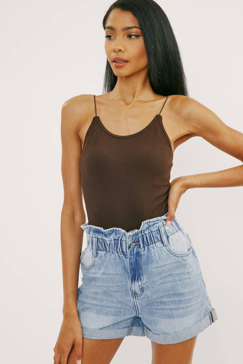 High Rise Paper Bag Shorts
