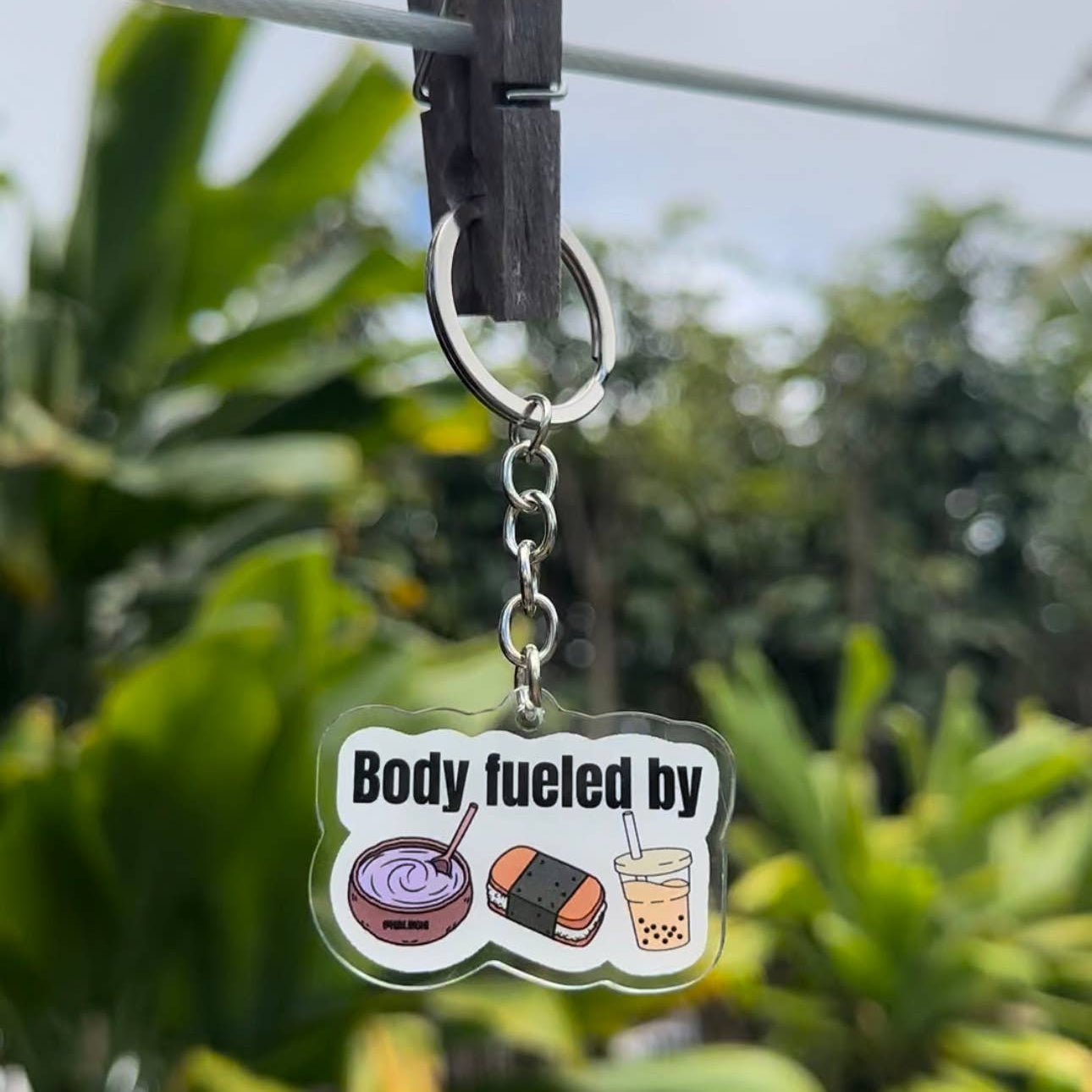 Body Fueled By acrylic keychain