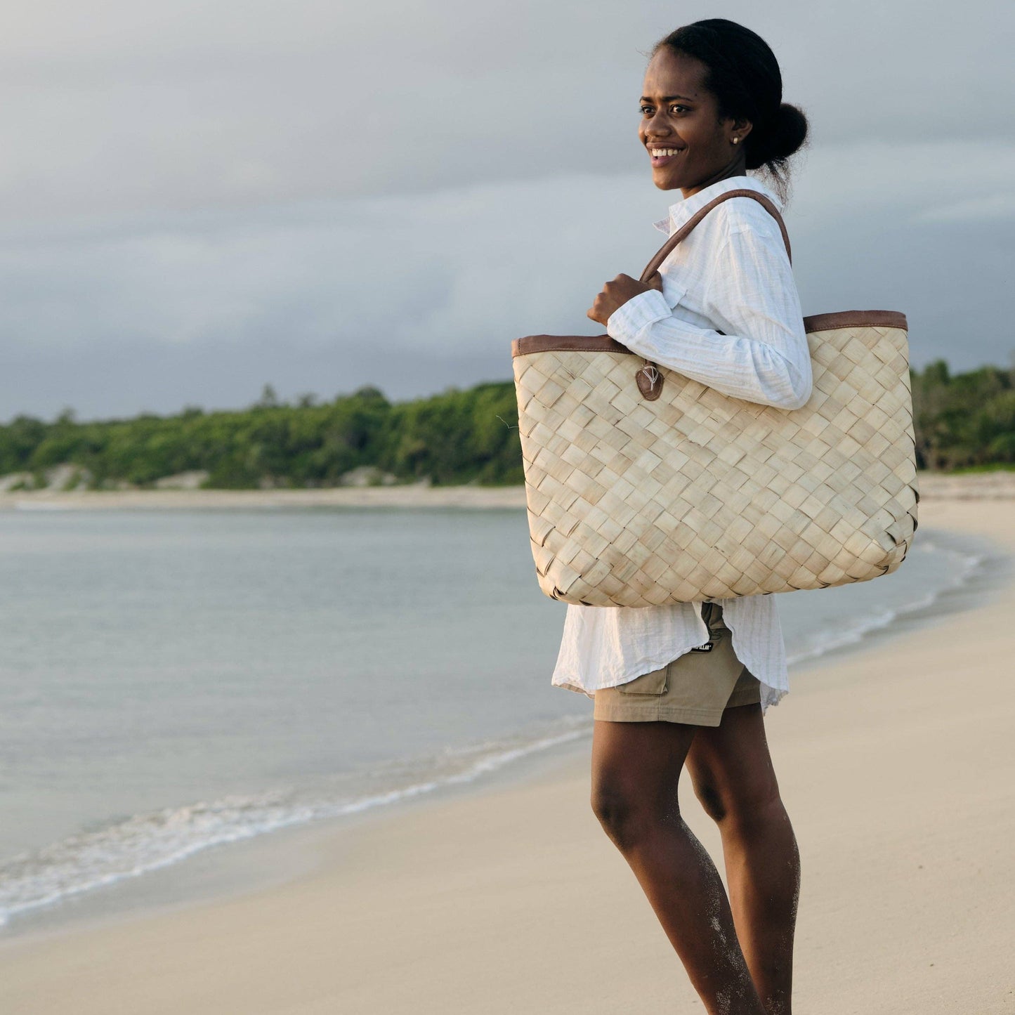Handwoven Oversized Tote Bag - Natural