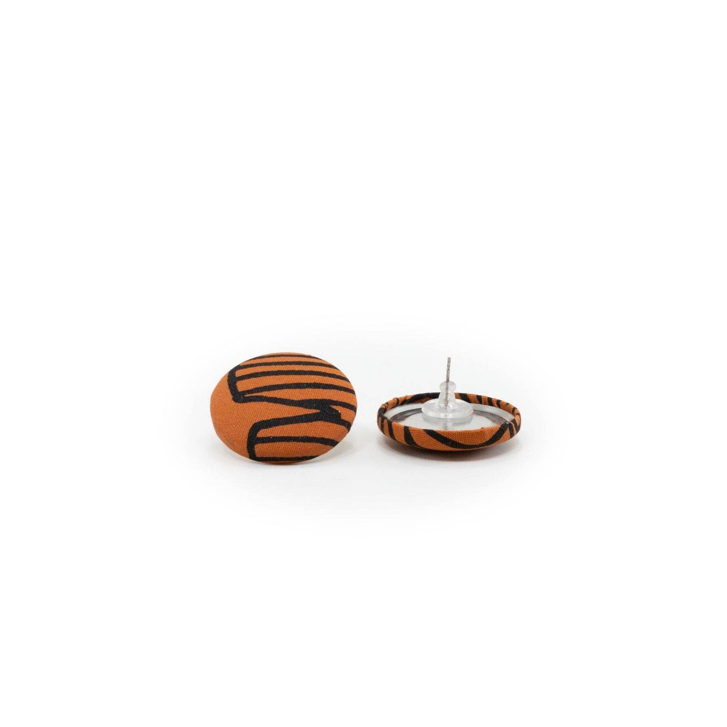 Roundie Earrings • Banana Leaf • Black on Brown