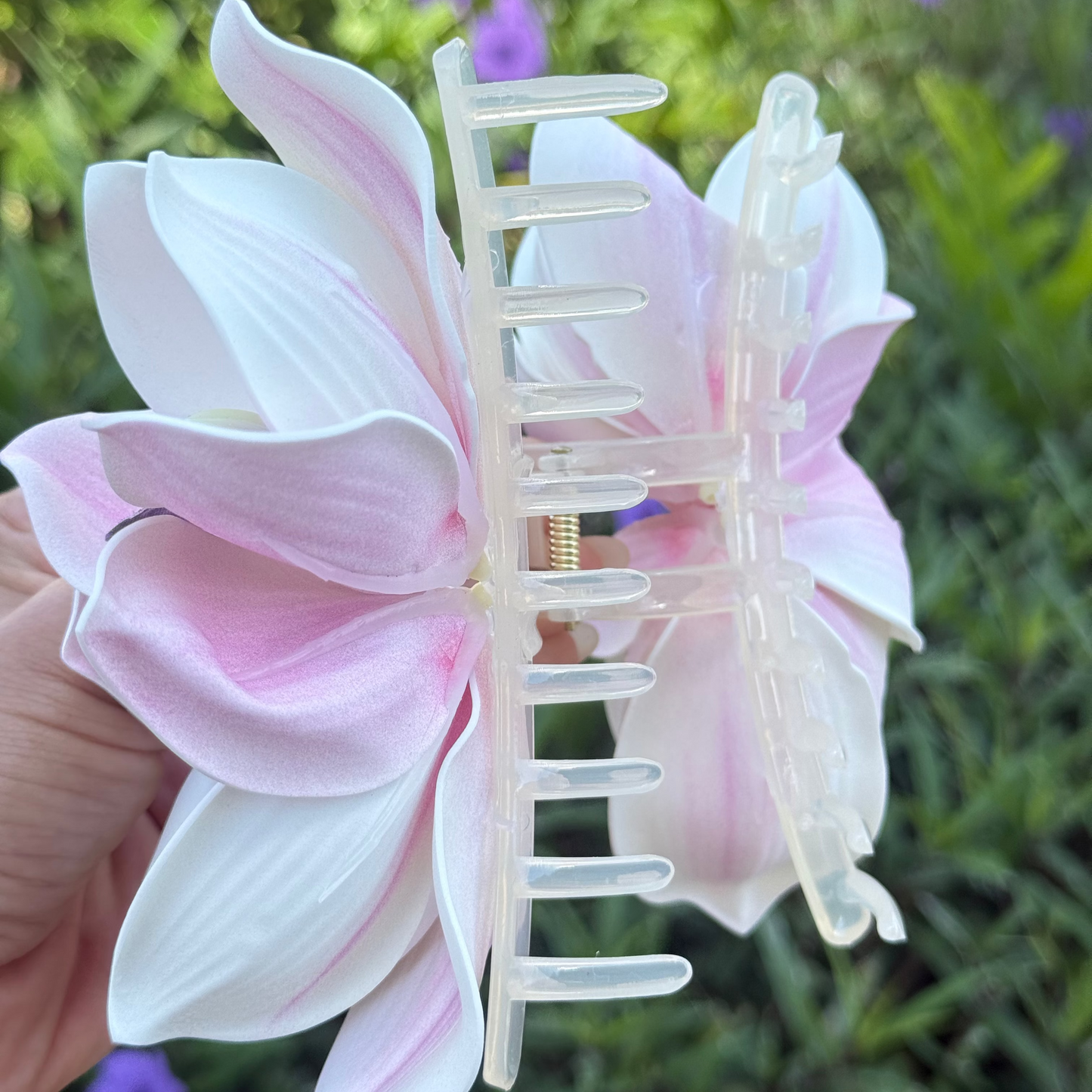 Hair Clip - Lily Pink/White