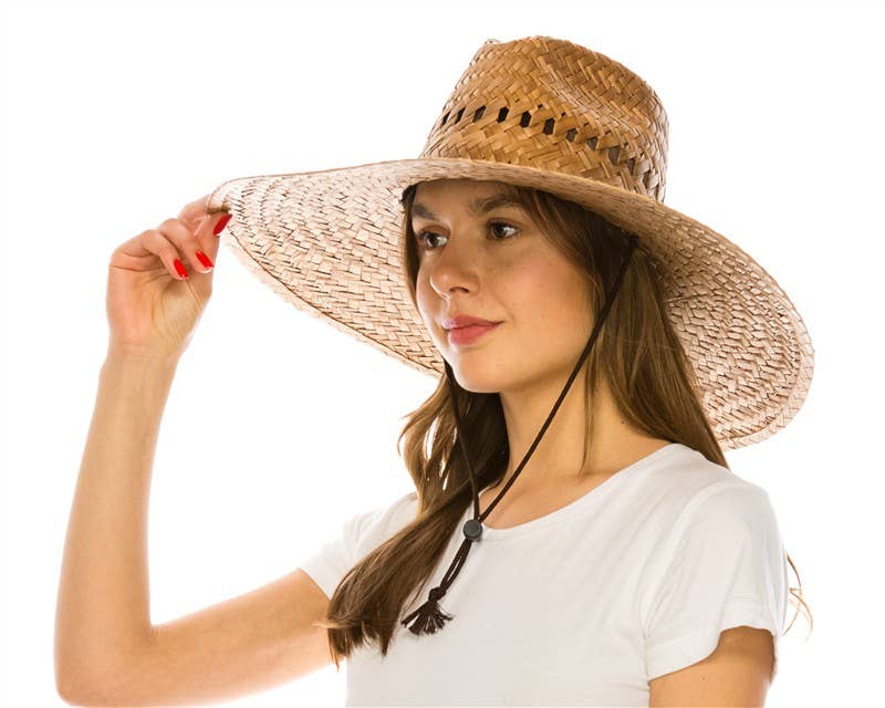 Palm Leaf Lifeguard Hat with Vented Pattern & Chin Cord
