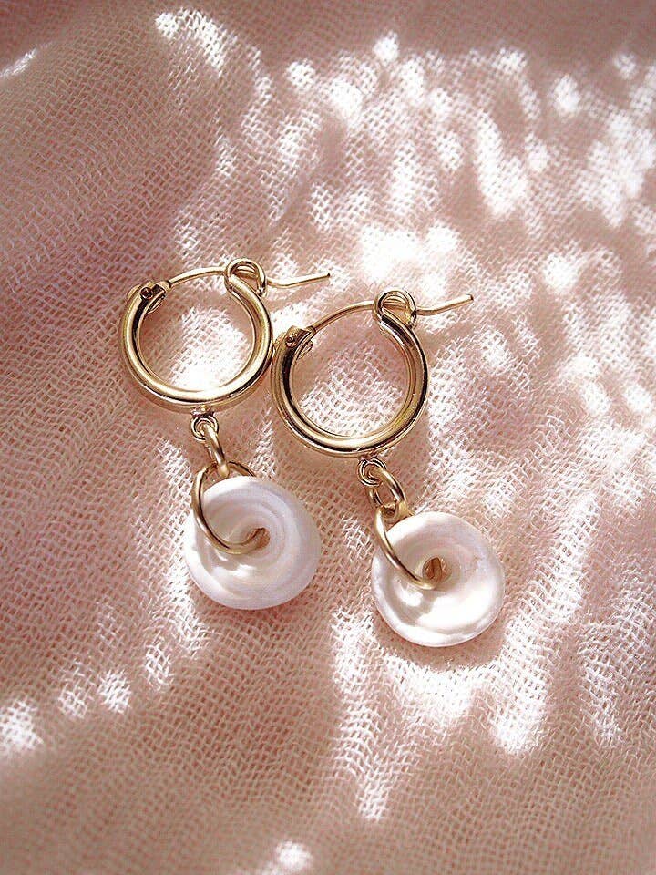 Gold Puka Shell Hoop Earrings - Kahale