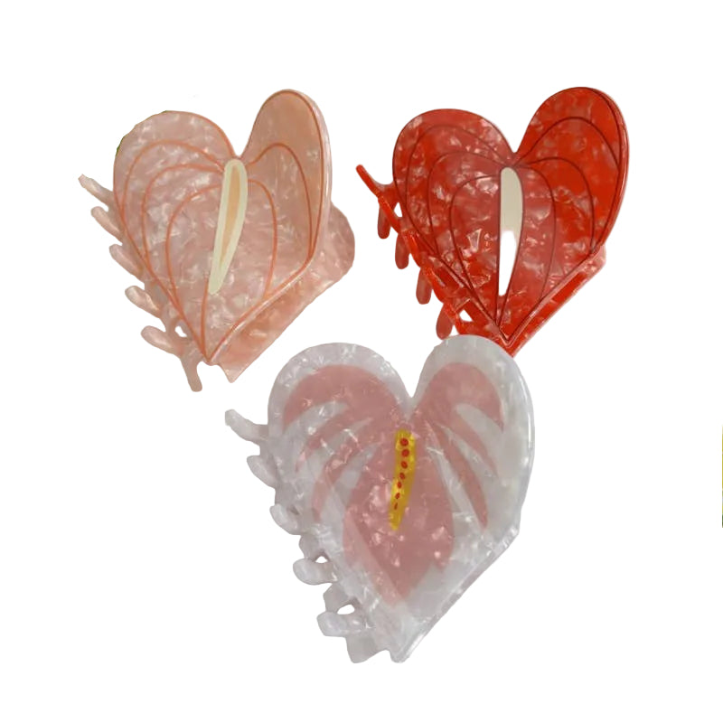 Tropical Heart Anthurium Hair Claw Clip