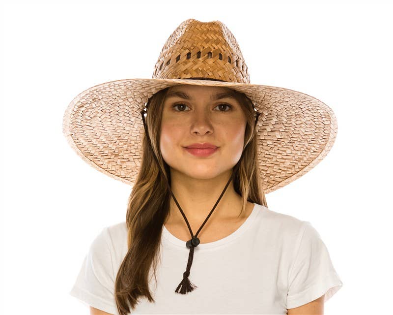 Palm Leaf Lifeguard Hat with Vented Pattern & Chin Cord