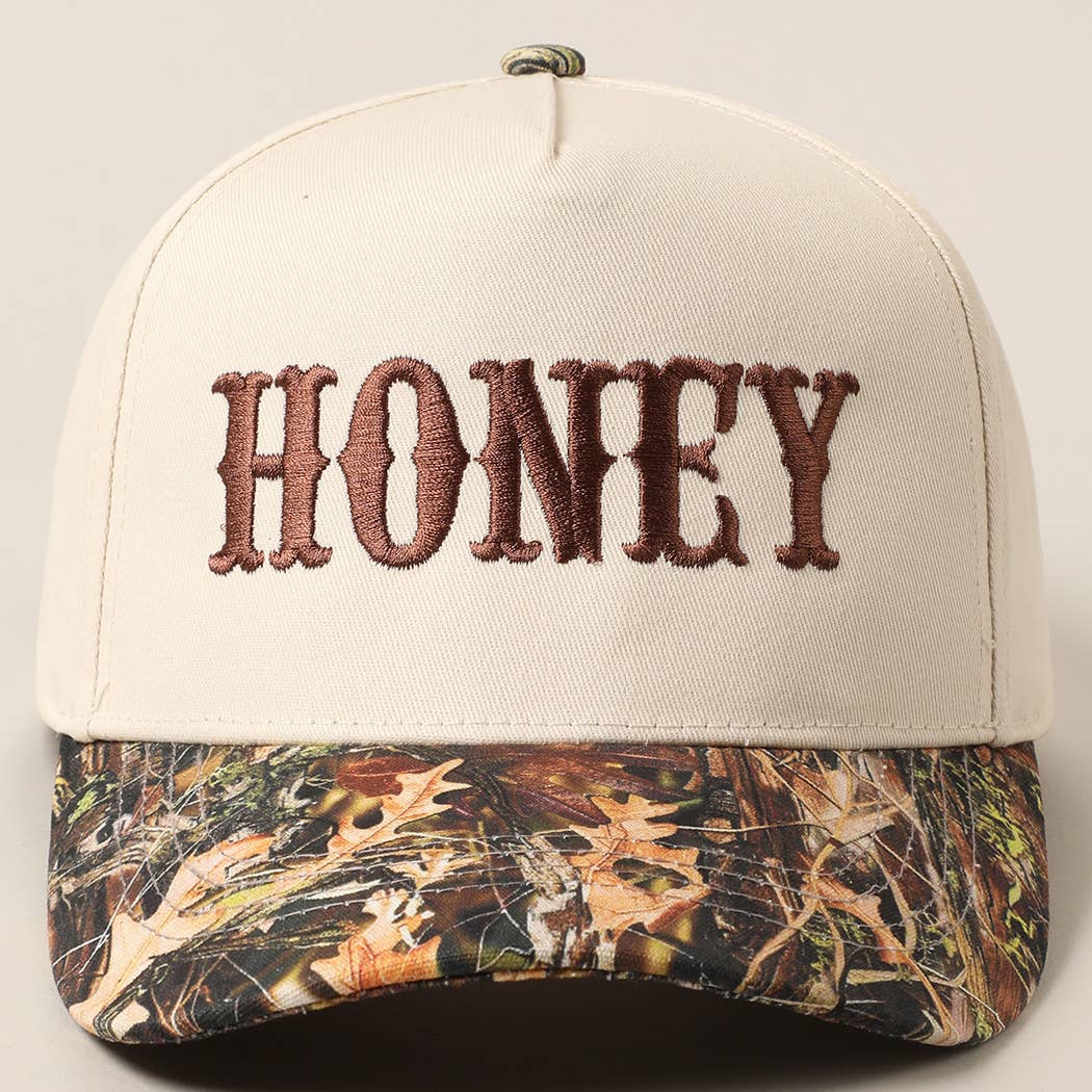 HONEY Lettering Embroidery Camo Two-Tone Cap