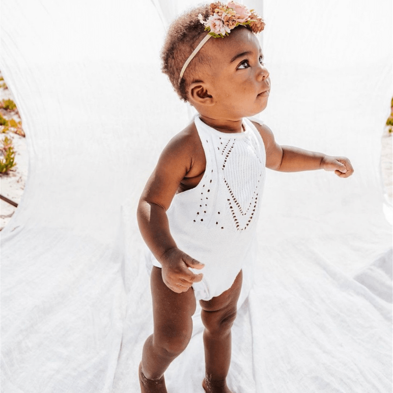 Drake Crochet Halter Romper - Gardenia