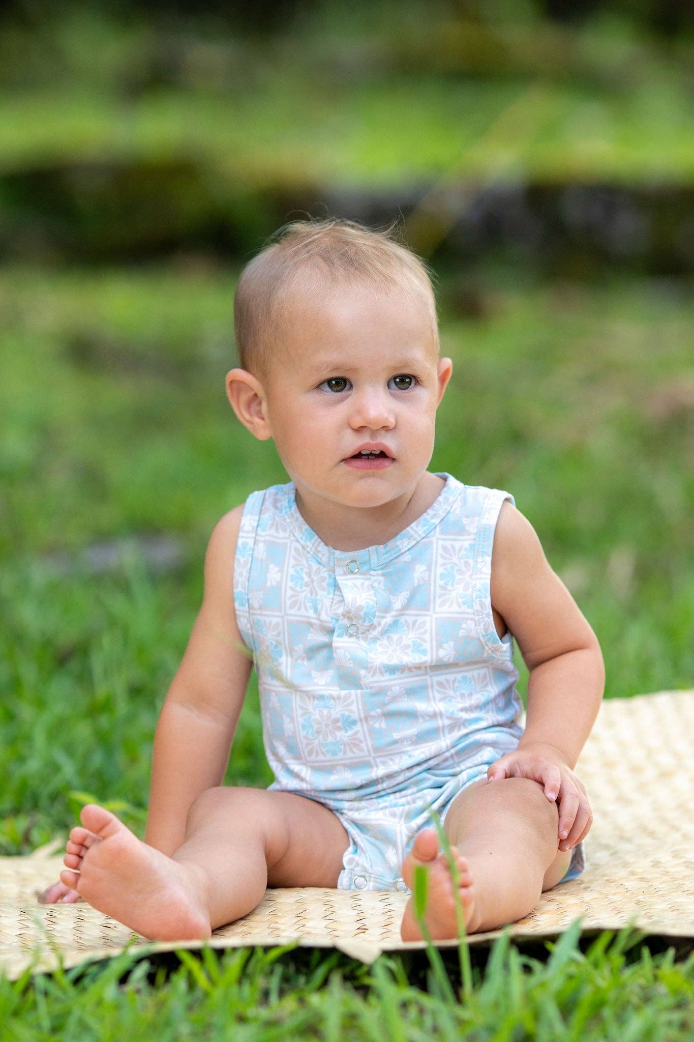 Blue Kuiki Bamboo Tank Romper