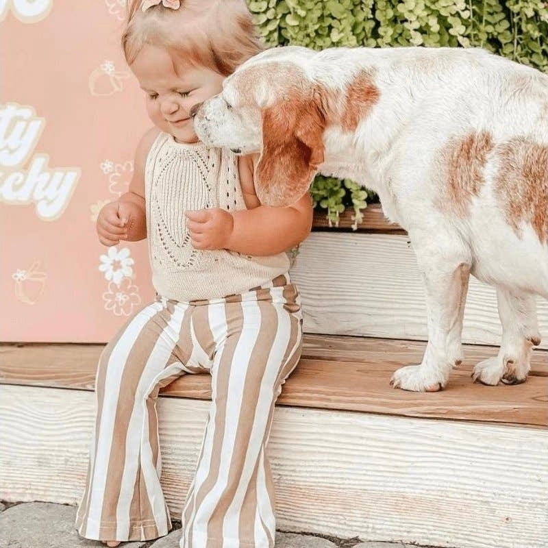 Blakely Boho Bell Bottoms - Tan Stripes