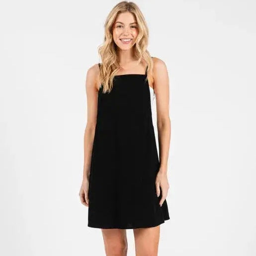 Linen Back V-neck Mini Dress