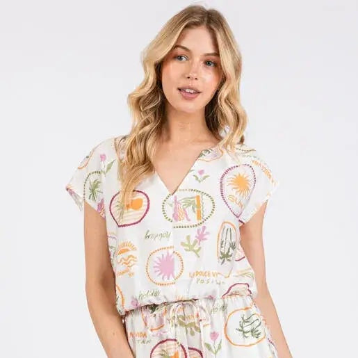 Notch Neck Dolman Sleeve Top