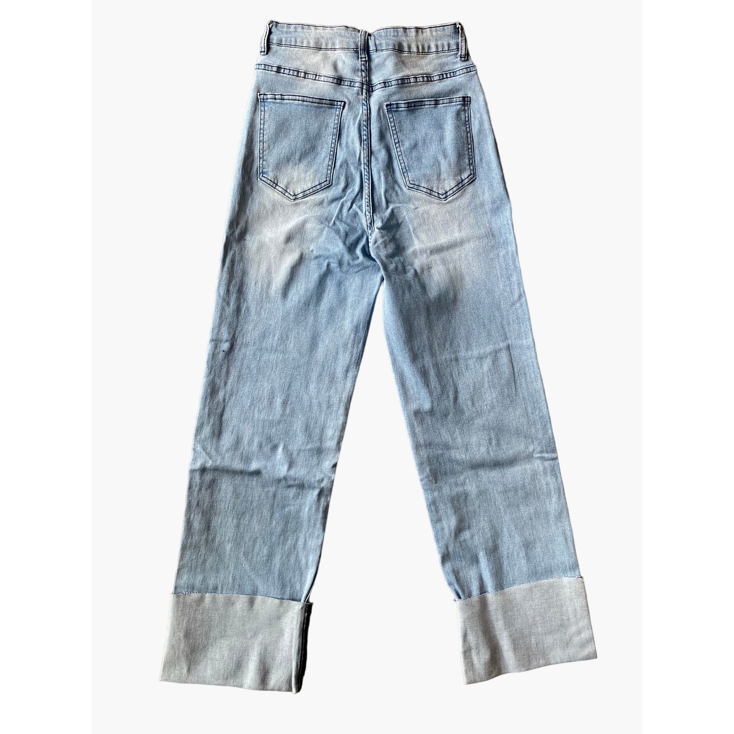 Cuffed Boyfriend Jeans - Light Denim