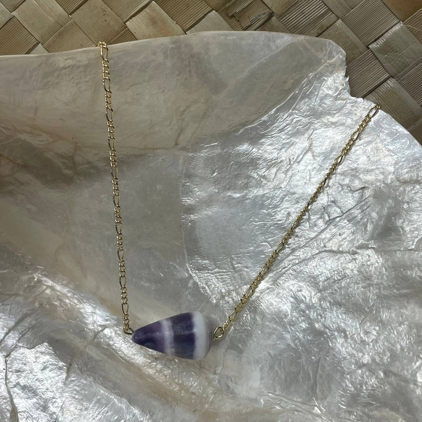 Horizontal Cone Shell Figaro Chain Necklace