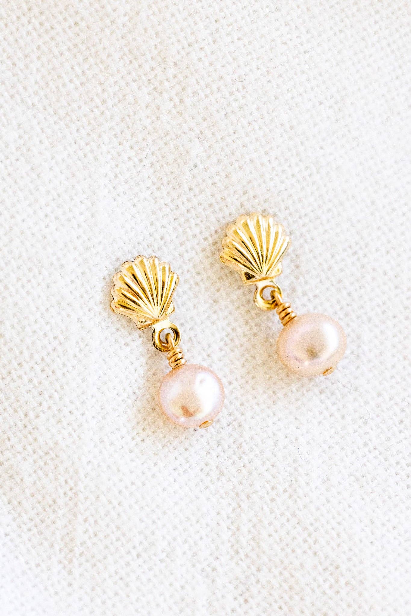 Flat Pink Pearl Shell Studs