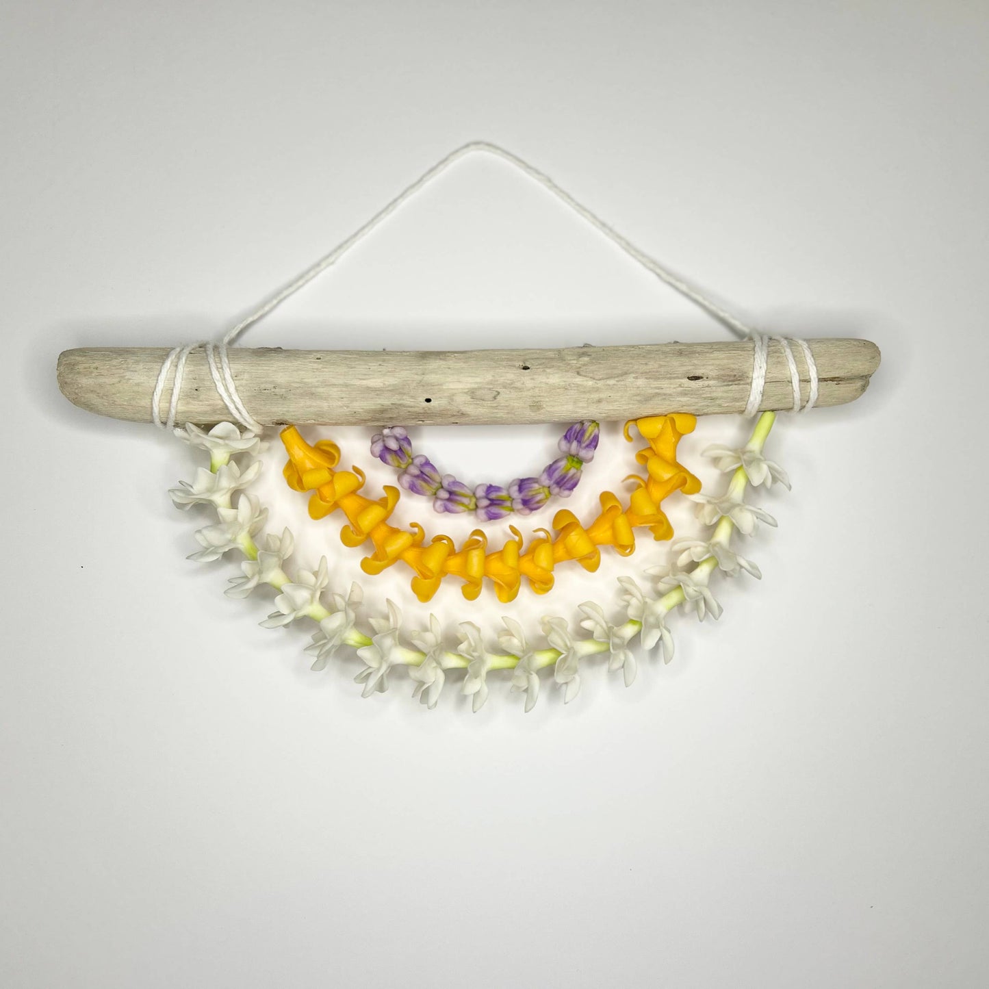 Wall Decor Purple Crown Puakenikeni Pikake Clay Flower Lei