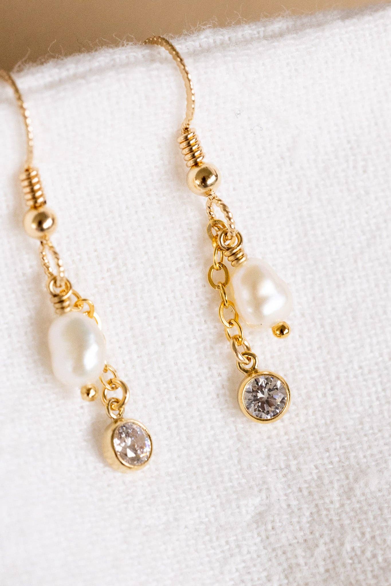 CZ & Keshi Nugget Twisted Dangle Earrings