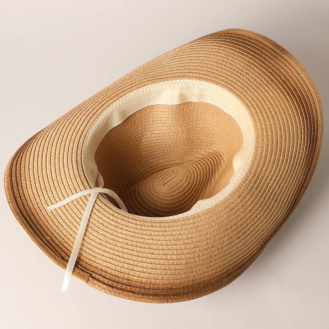 Straw Panama Fedora Sun Hat with Adjustable String