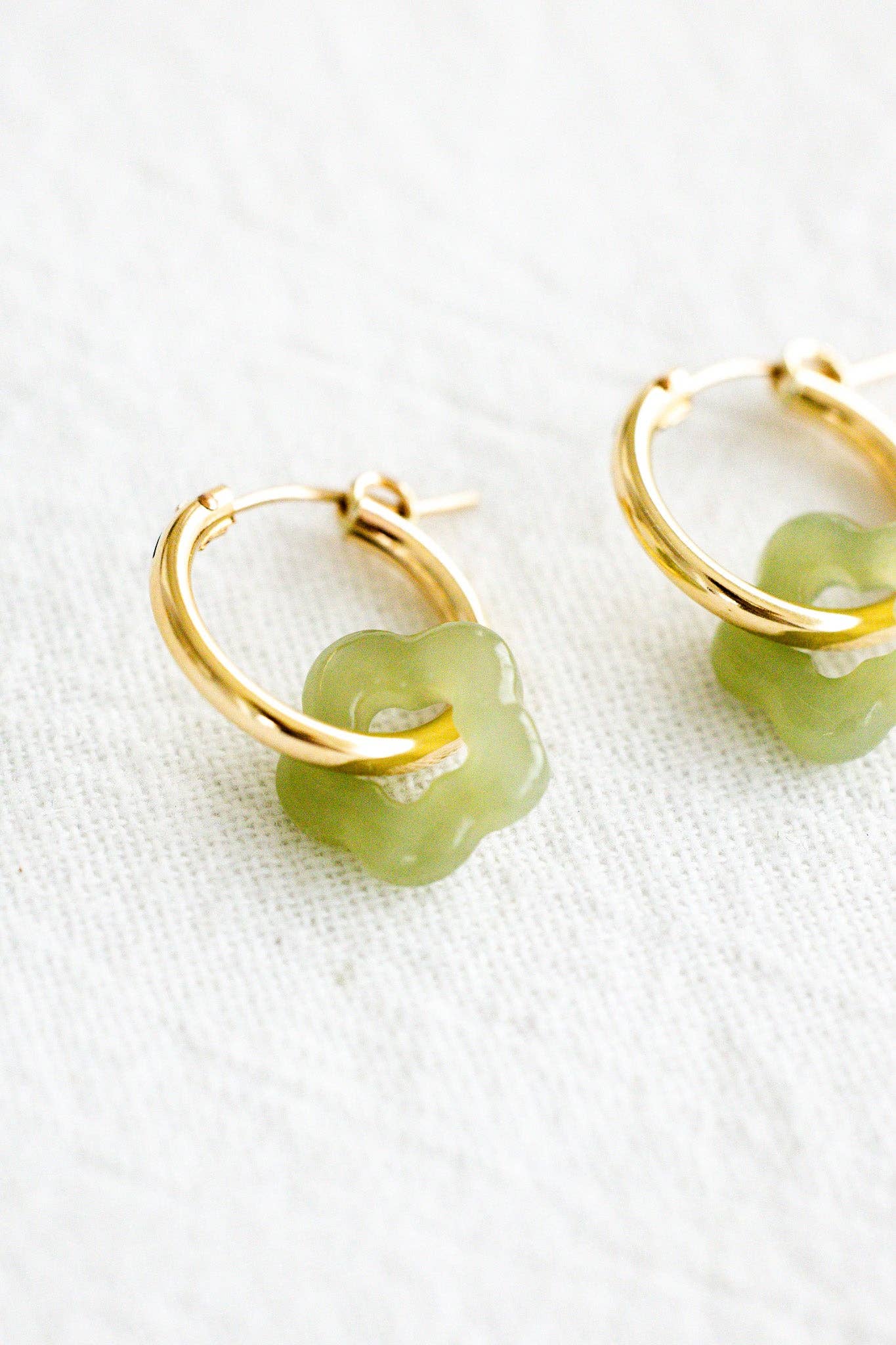 Jade Flower Hoops