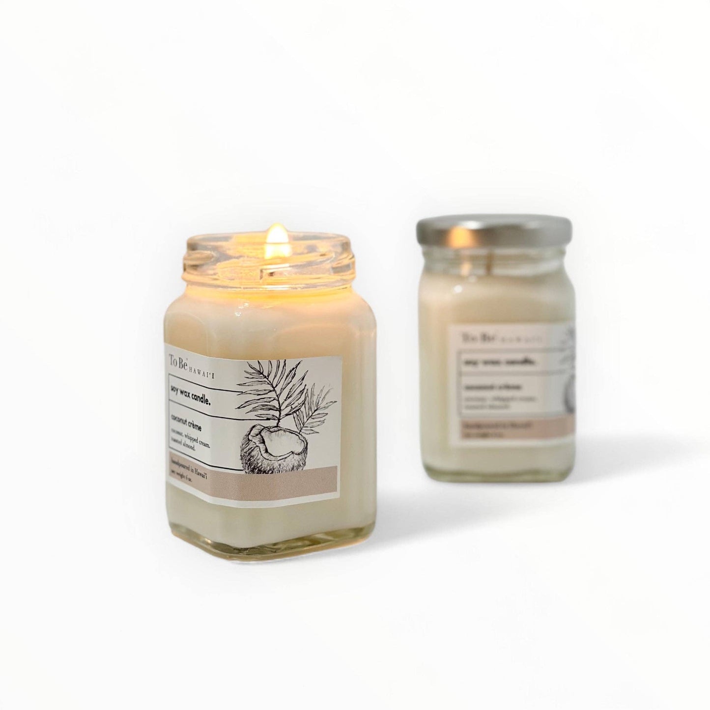 Coconut crème soy wax candle.