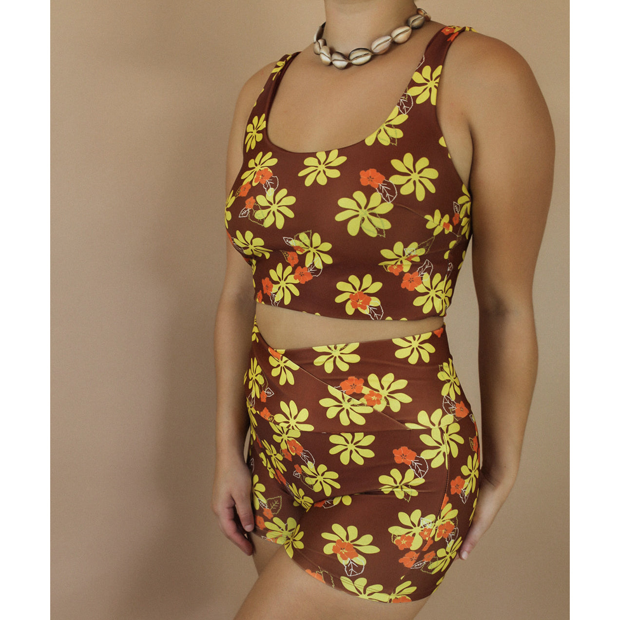 Retro Gardenia Holoholo Crop Swim Top