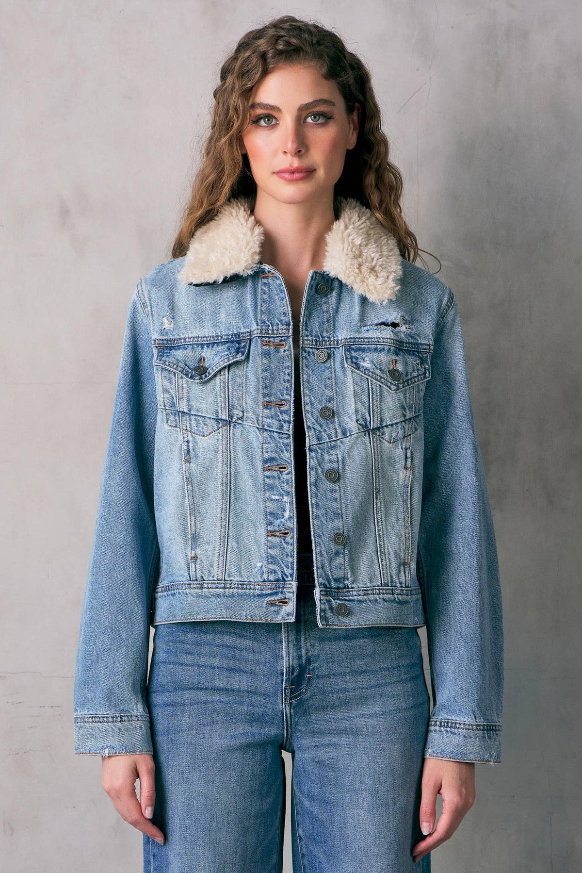 BASIC JACKET WITH FUR COLLAR