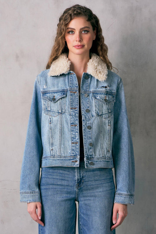 BASIC JACKET WITH FUR COLLAR