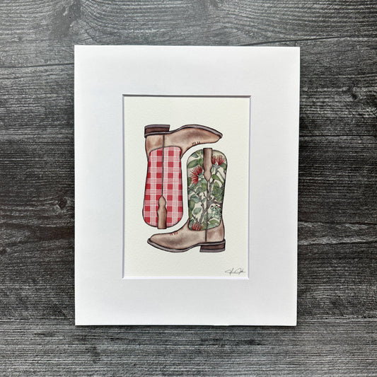 Ohia Lehua Palaka Boots | Art Print