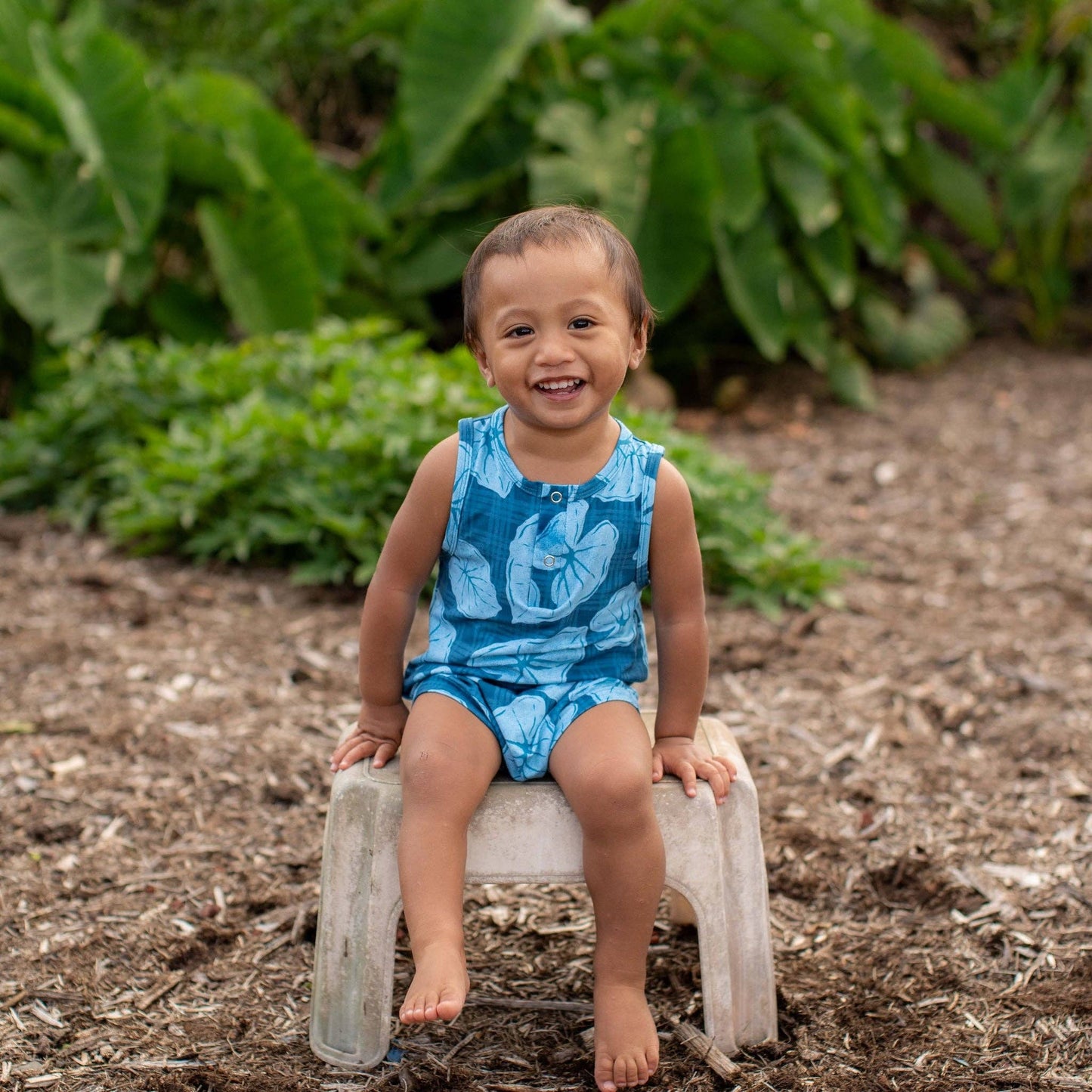 Blue Palaka Kalo Tank Bamboo Tank Romper