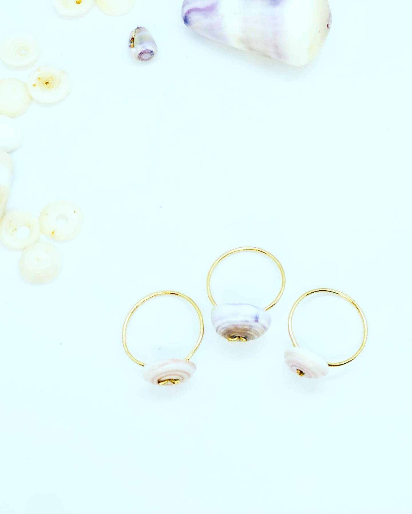 Puka Shell Gold Band Rings