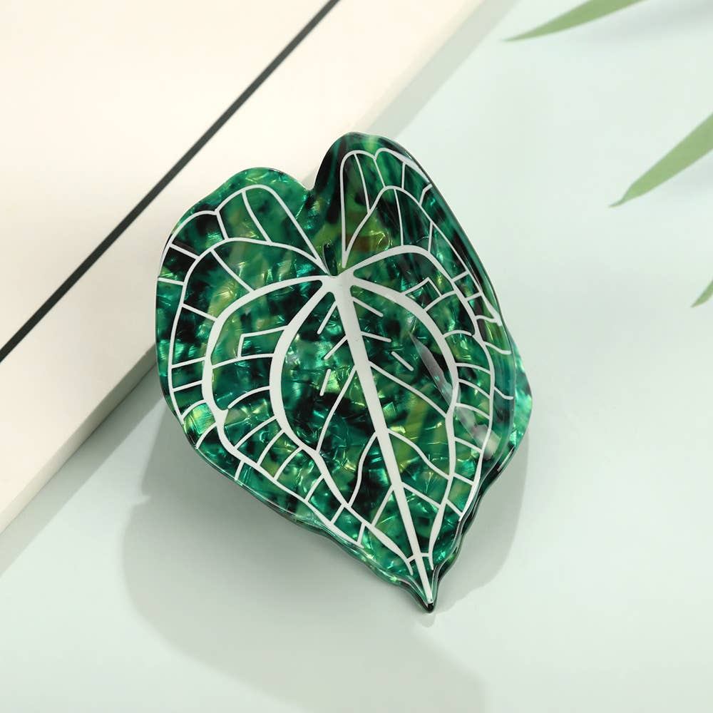 Tropical Leaf-Shape Botanical Acetate Hair Claw Clip