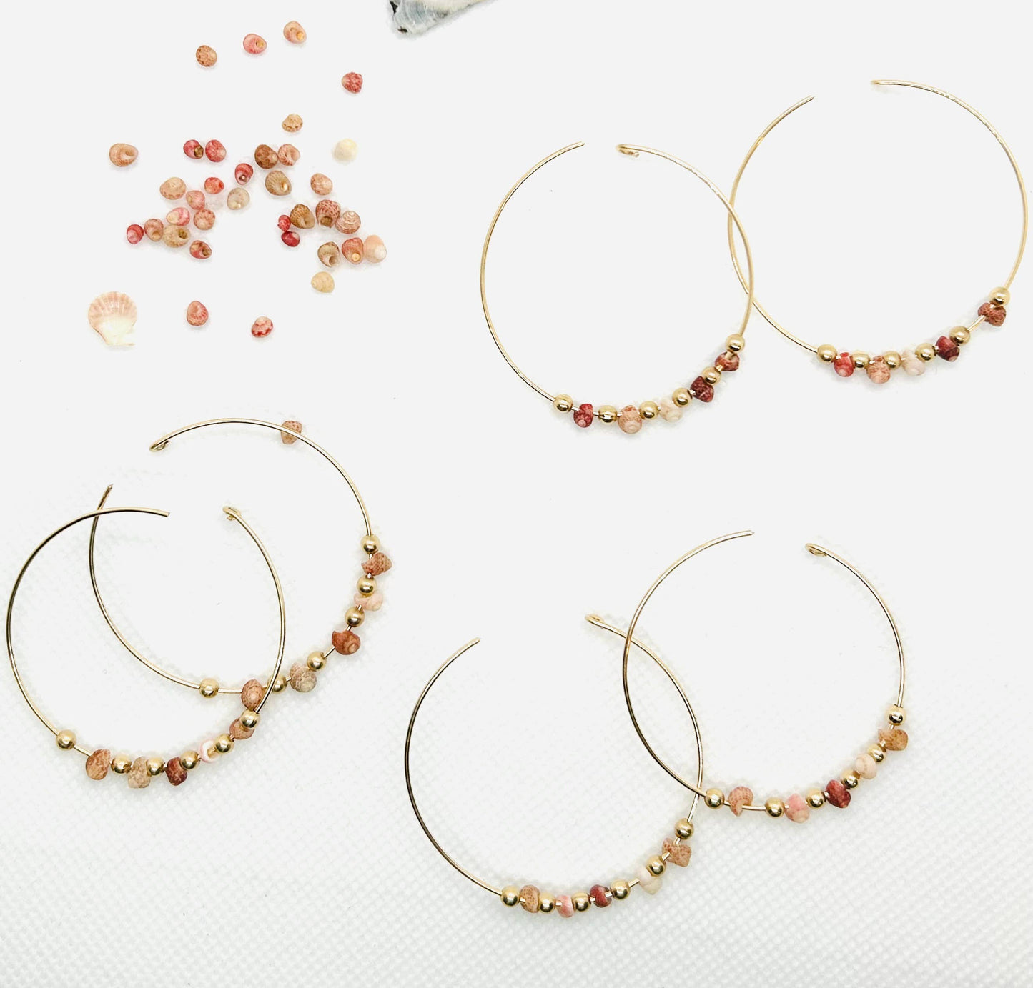 Kahelelani Shell Gold Hoop Earrings