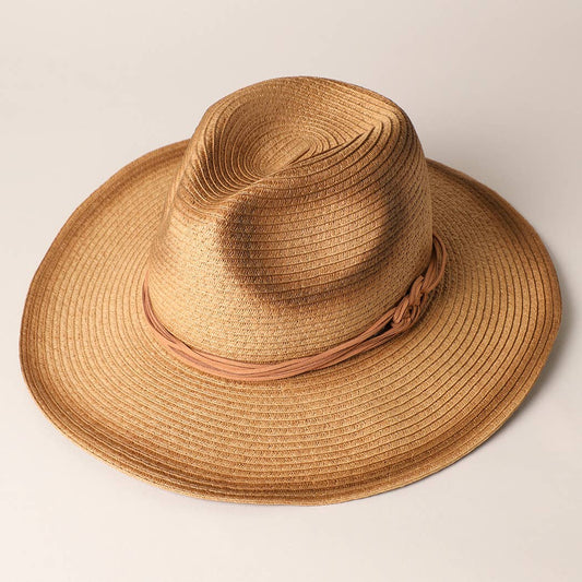 Straw Panama Fedora Sun Hat with Adjustable String