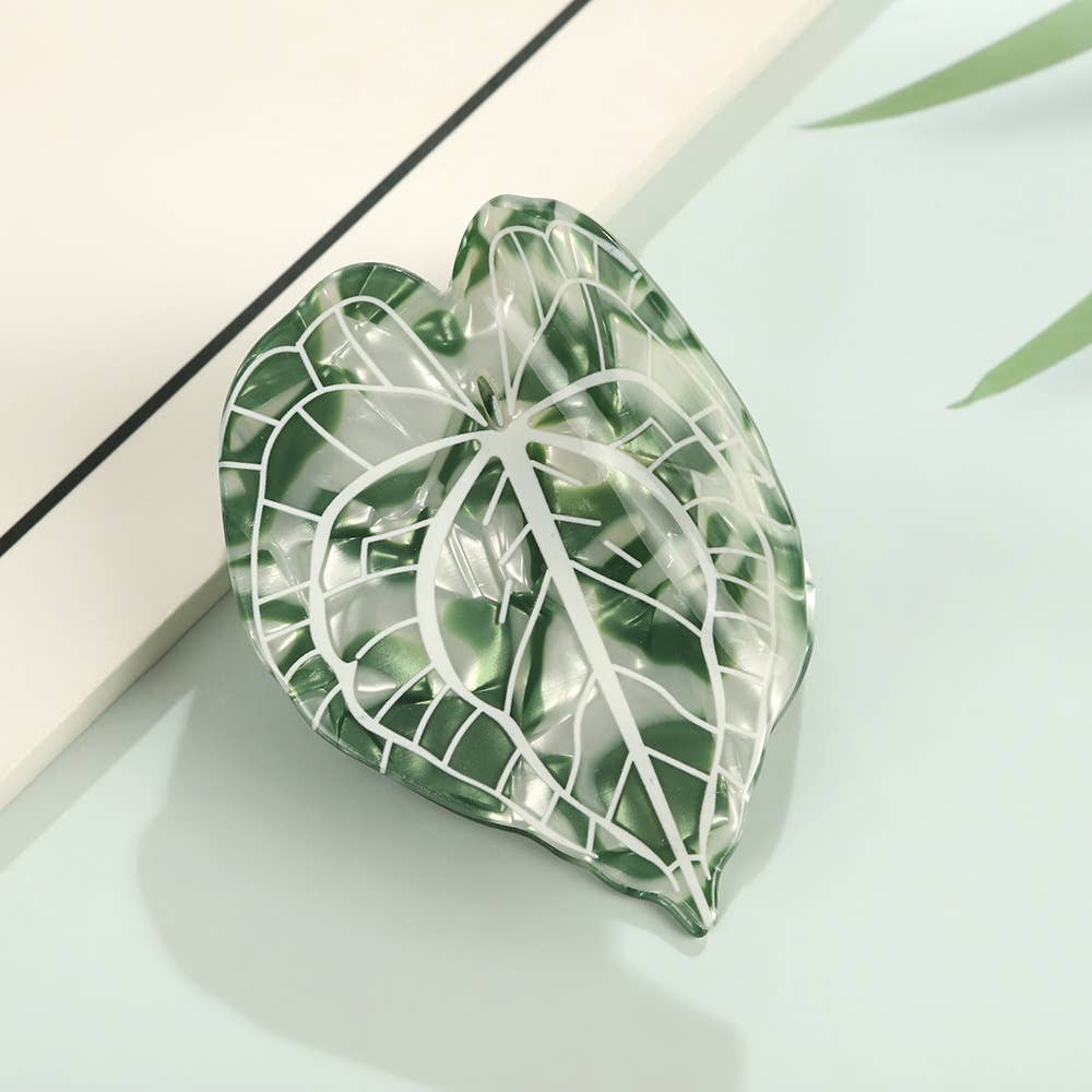 Tropical Leaf-Shape Botanical Acetate Hair Claw Clip