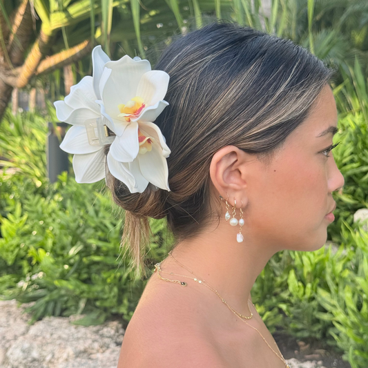 Hair Clip - Lily White + Yellow