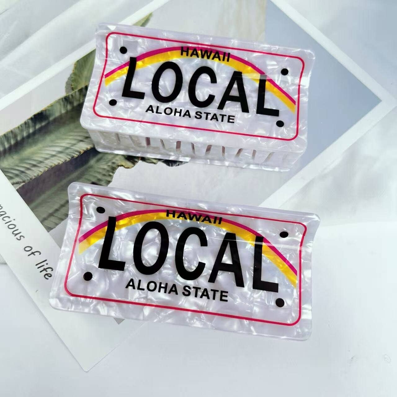 Hawaii LOCAL Aloha State License Plate Hair Claw