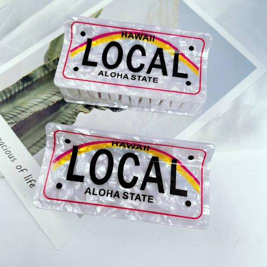 Hawaii LOCAL Aloha State License Plate Hair Claw