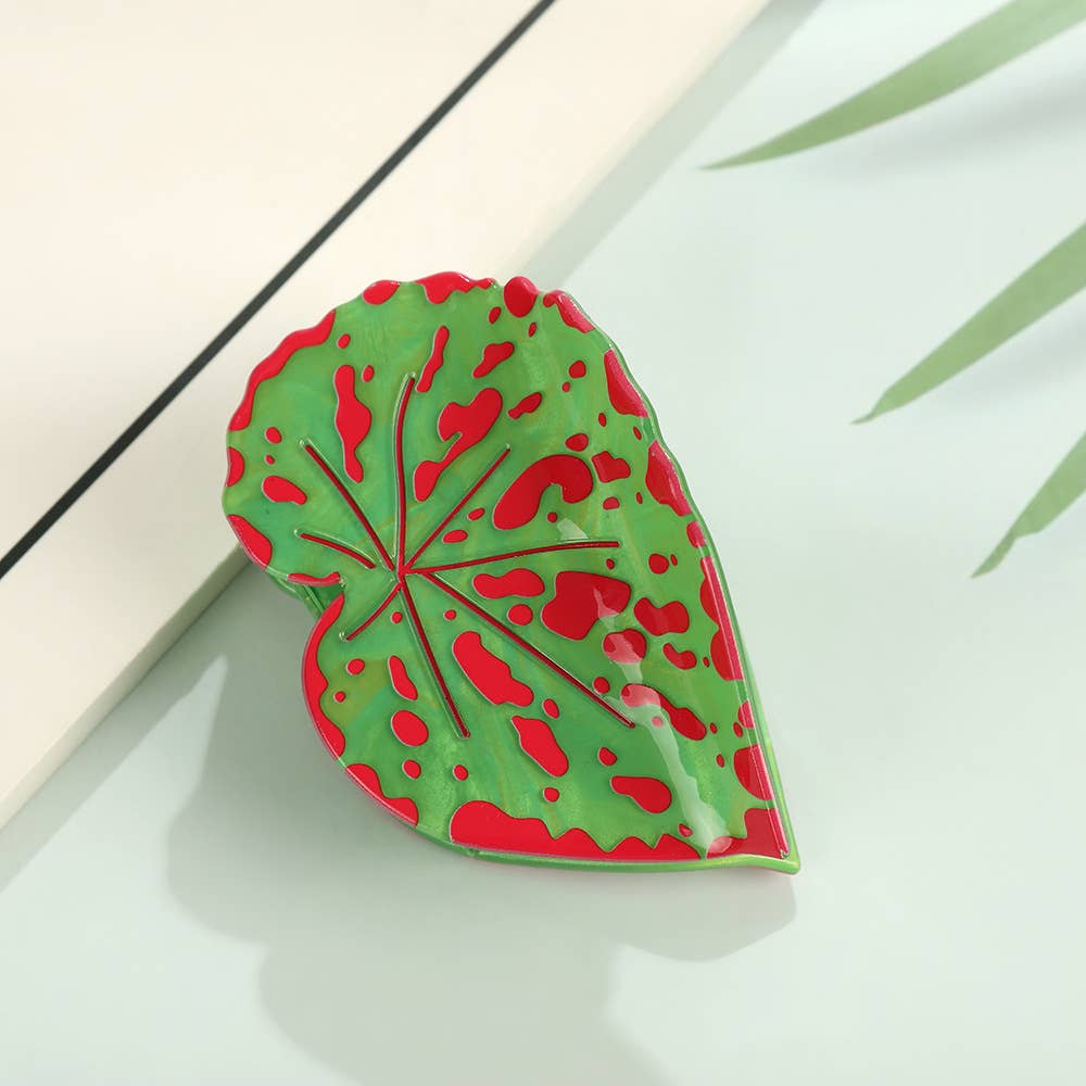 Tropical Leaf-Shape Botanical Acetate Hair Claw Clip