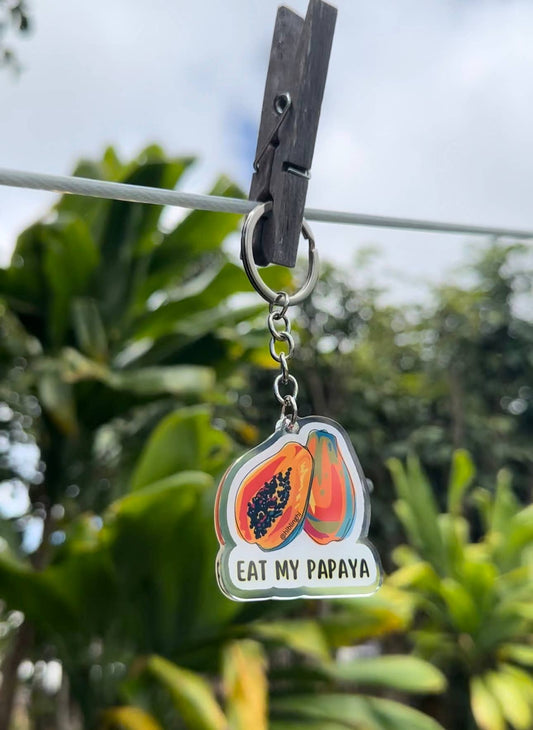 Eat My Papaya acrylic keychain