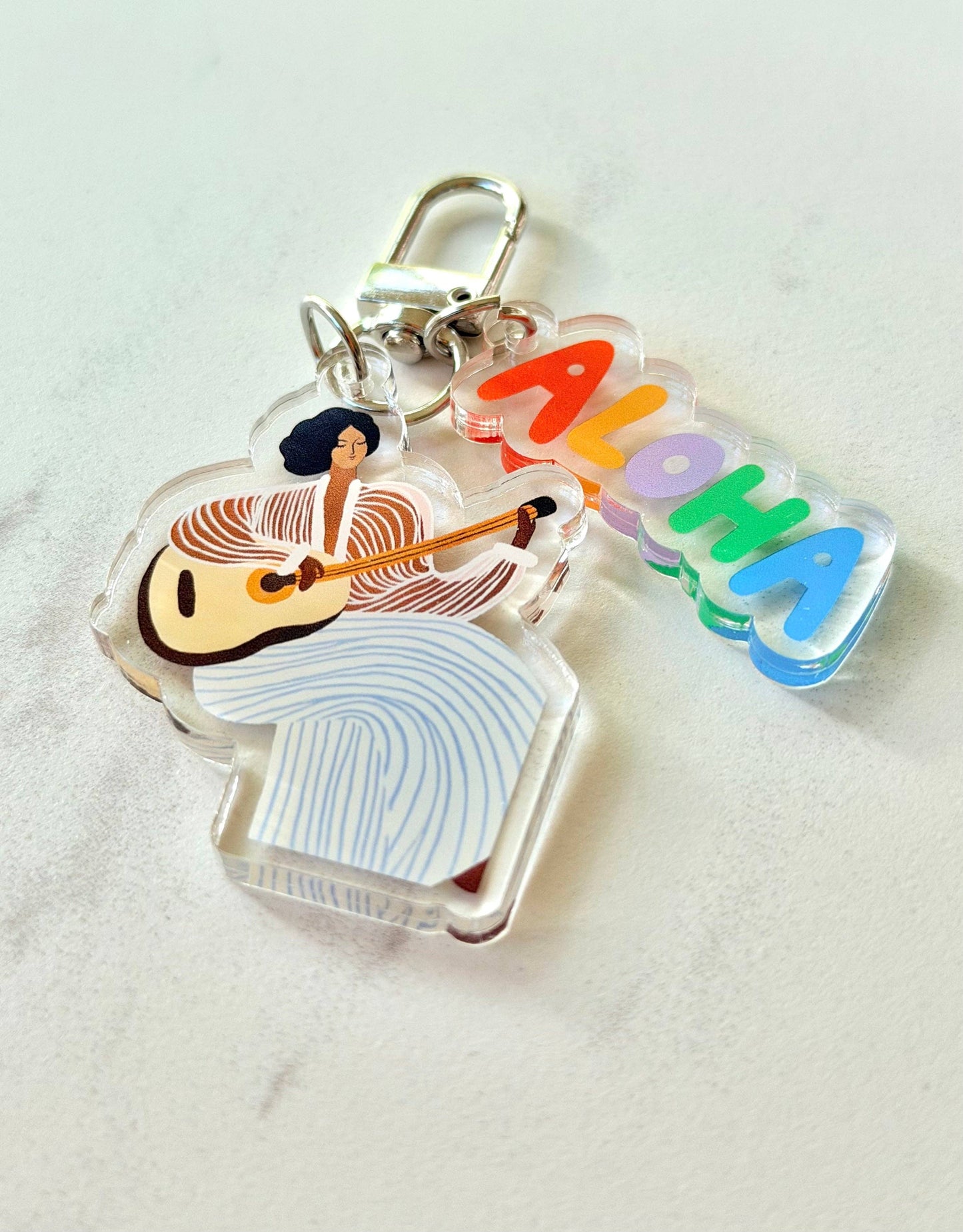 “Ukulele Girl” Keychain – Hawaii-Inspired Art by Angela Wan