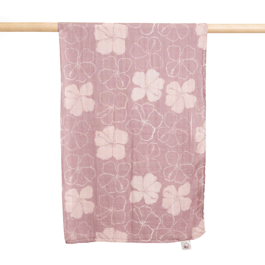 Purple Kokiʻo Hibiscus Bamboo Muslin Pareo