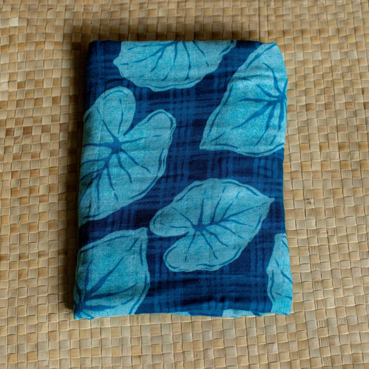 Blue Palaka Kalo Kapa Moe - Hawaiian Bamboo Swaddle Blanket