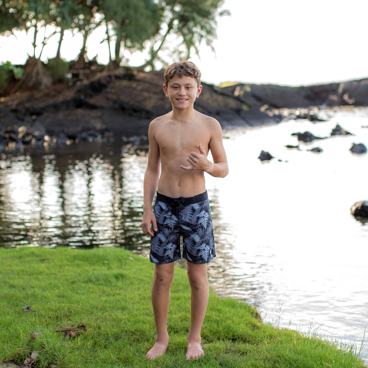 Black Hawaiian Ferns Boardshorts