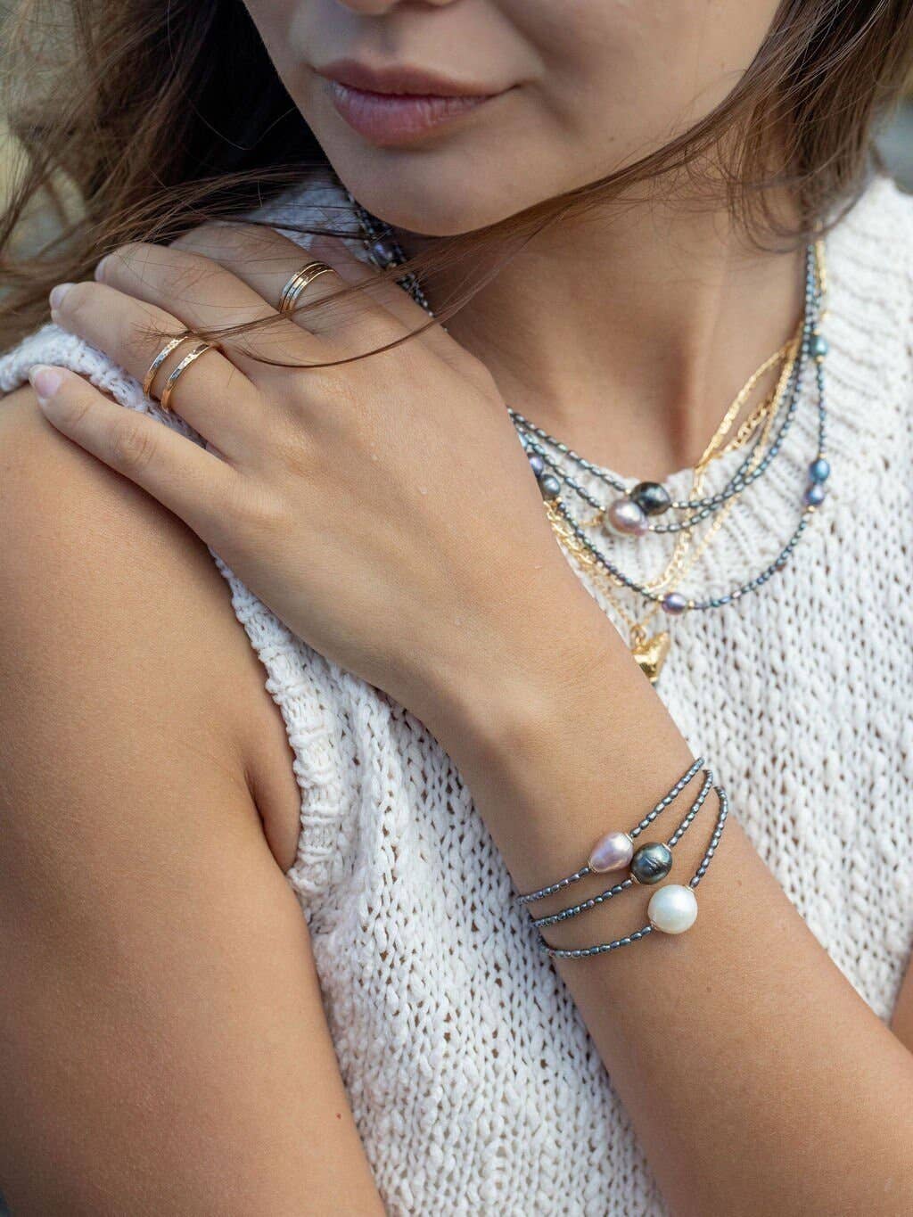 Baroque Pink Pearl Bead Bracelet - Gold Kaimalie