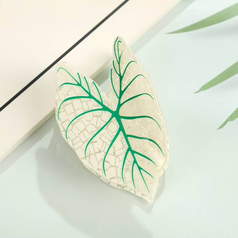 Tropical Leaf-Shape Botanical Acetate Hair Claw Clip