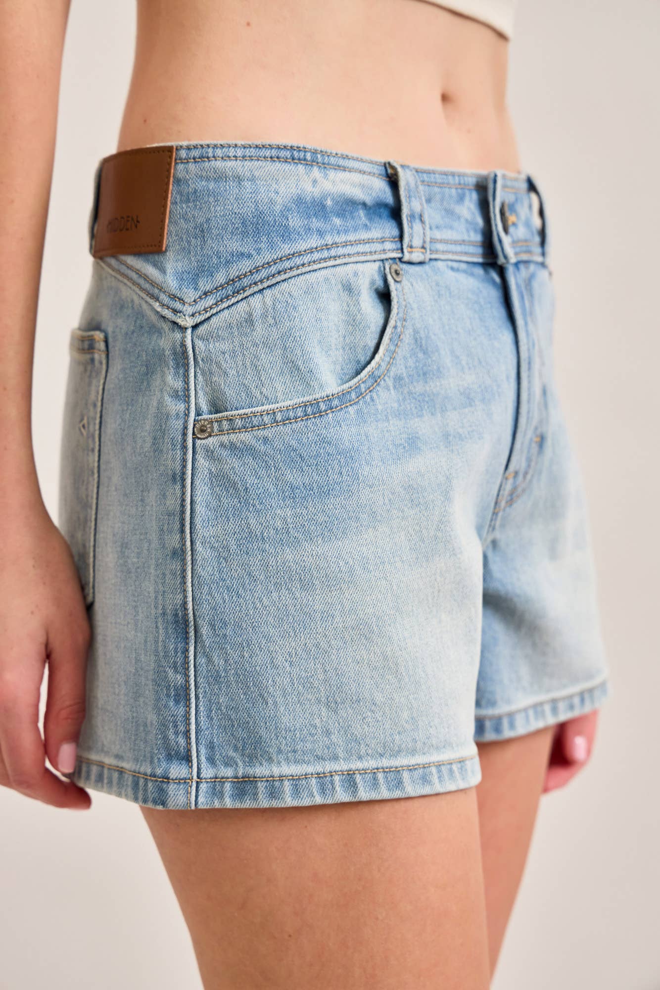 Medium Wash High Rise Shorts